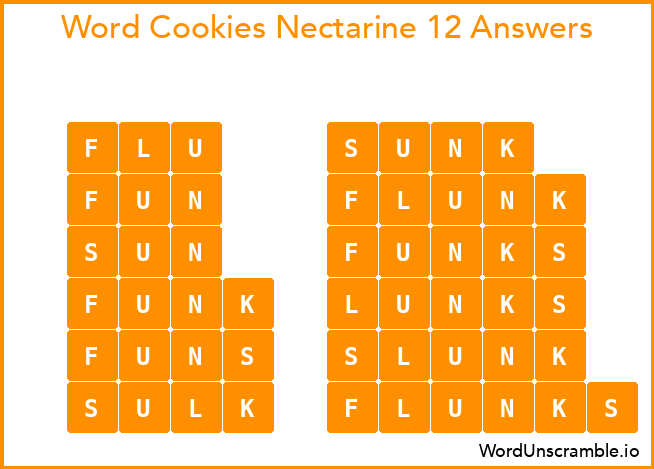 Word Cookies Nectarine 12 Answers