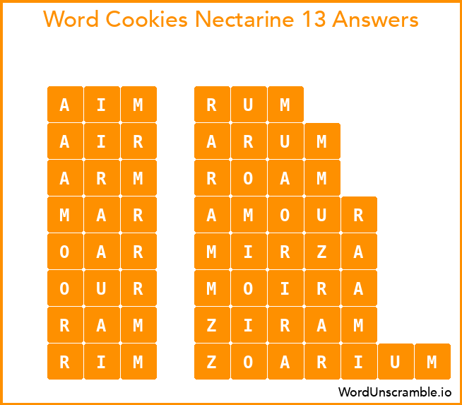 Word Cookies Nectarine 13 Answers