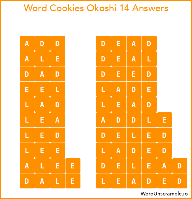 Word Cookies Okoshi 14 Answers