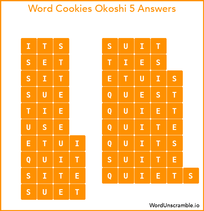 Word Cookies Okoshi 5 Answers