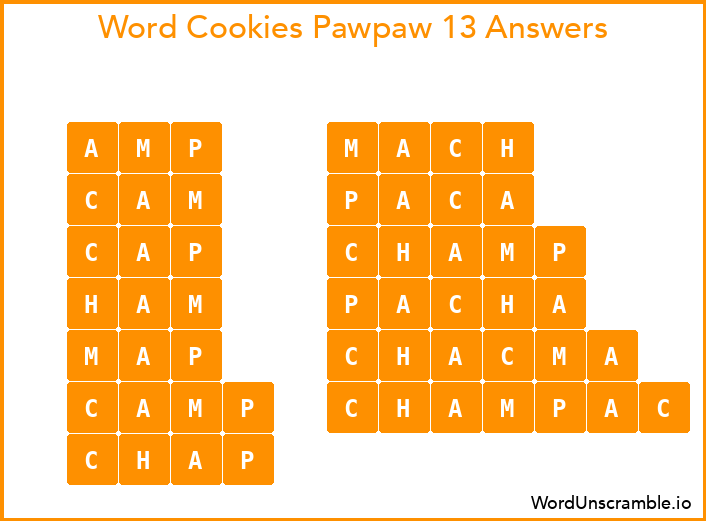 Word Cookies Pawpaw 13 Answers