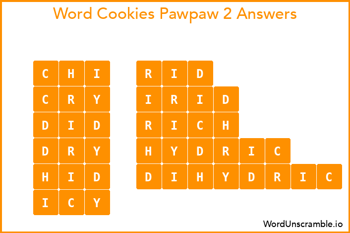 Word Cookies Pawpaw 2 Answers