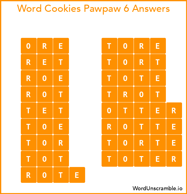 Word Cookies Pawpaw 6 Answers