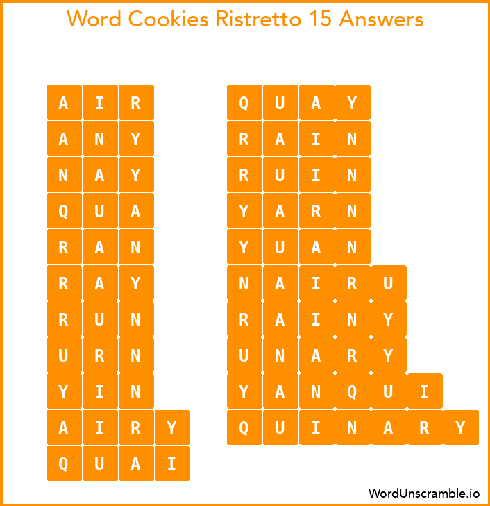 Word Cookies Ristretto 15 Answers