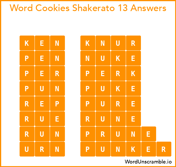 Word Cookies Shakerato 13 Answers