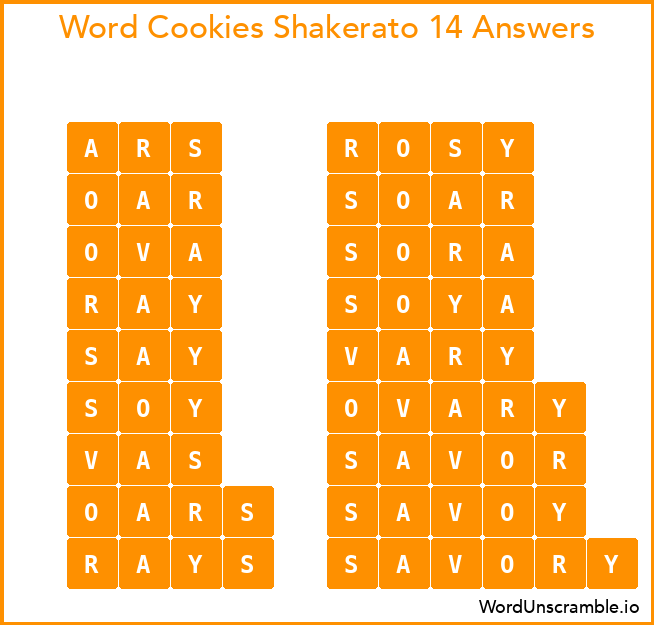 Word Cookies Shakerato 14 Answers