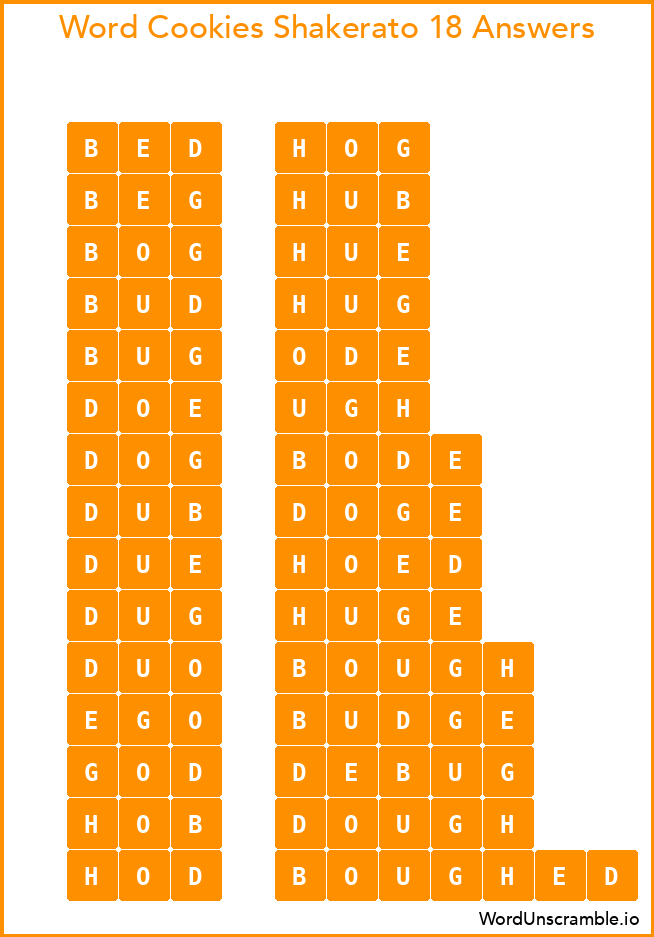 Word Cookies Shakerato 18 Answers