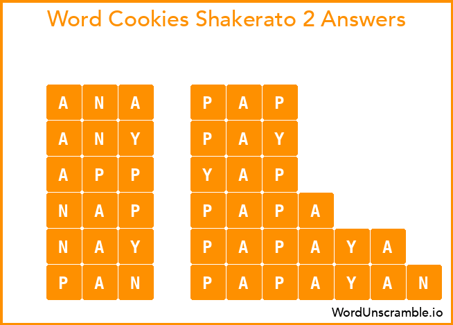 Word Cookies Shakerato 2 Answers