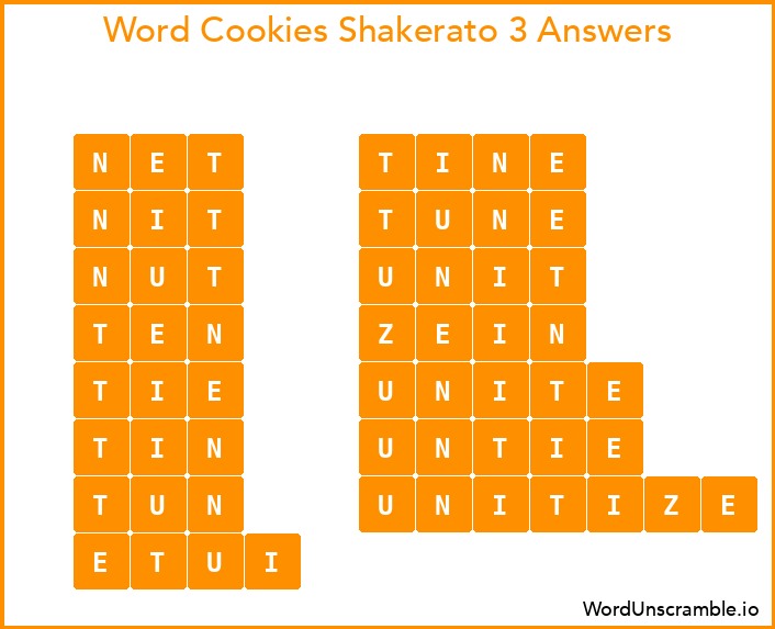 Word Cookies Shakerato 3 Answers