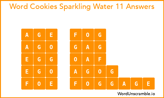 Word Cookies Sparkling Water 11 Answers
