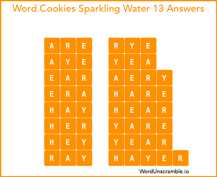 Word Cookies Sparkling Water 13 Answers