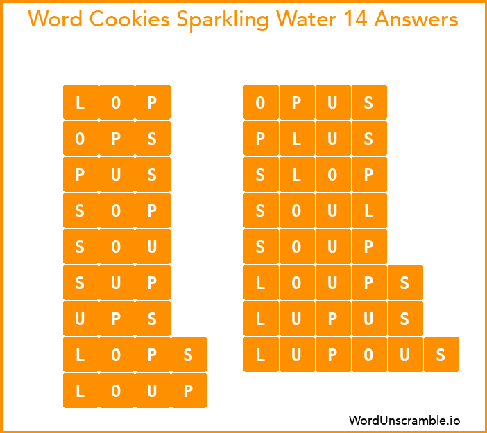 Word Cookies Sparkling Water 14 Answers