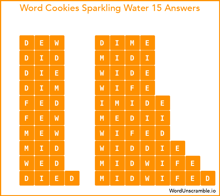 Word Cookies Sparkling Water 15 Answers