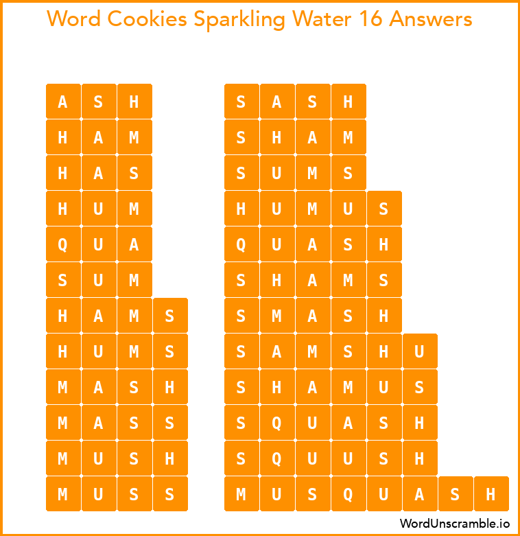 Word Cookies Sparkling Water 16 Answers