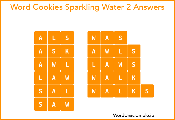 Word Cookies Sparkling Water 2 Answers