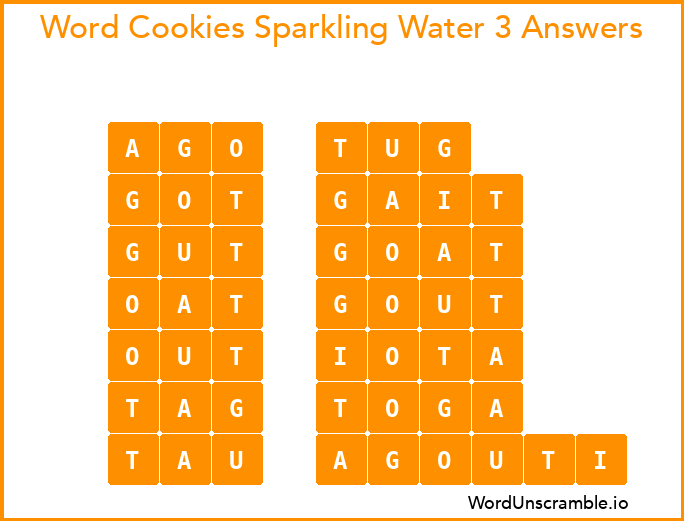 Word Cookies Sparkling Water 3 Answers