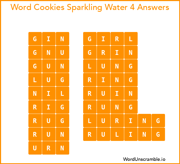 Word Cookies Sparkling Water 4 Answers
