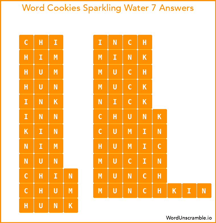 Word Cookies Sparkling Water 7 Answers