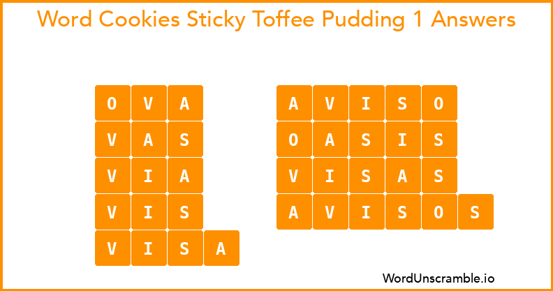 Word Cookies Sticky Toffee Pudding 1 Answers
