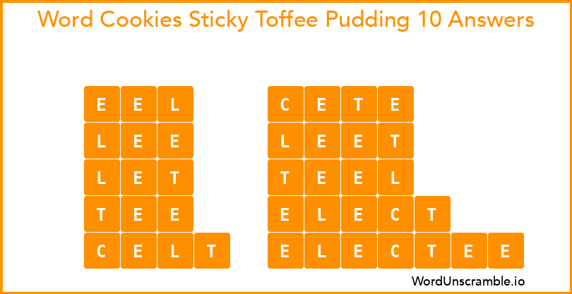 Word Cookies Sticky Toffee Pudding 10 Answers