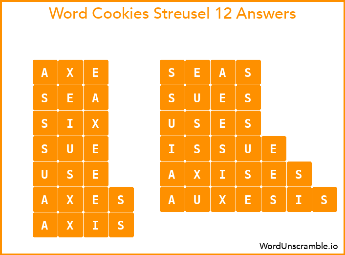 Word Cookies Streusel 12 Answers