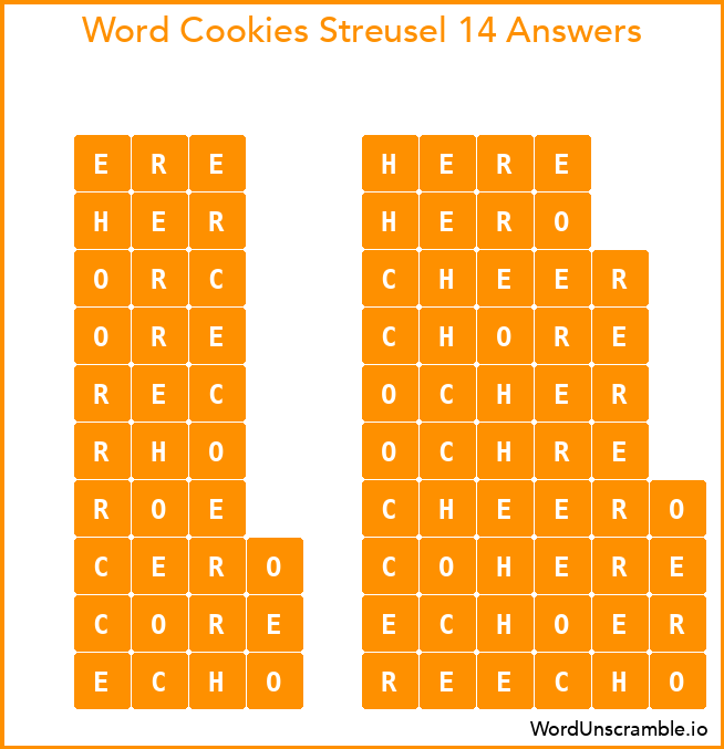 Word Cookies Streusel 14 Answers