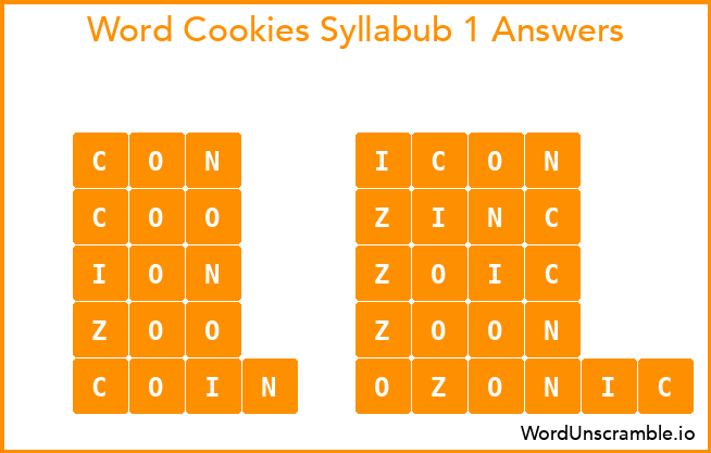 Word Cookies Syllabub 1 Answers