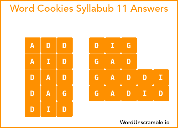 Word Cookies Syllabub 11 Answers