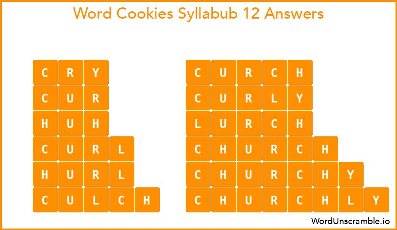 Word Cookies Syllabub 12 Answers