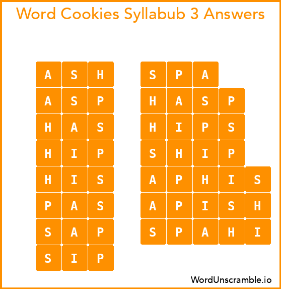 Word Cookies Syllabub 3 Answers