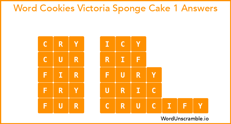 Word Cookies Victoria Sponge Cake 1 Answers