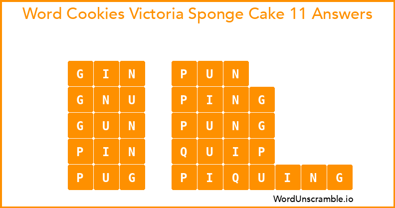 Word Cookies Victoria Sponge Cake 11 Answers