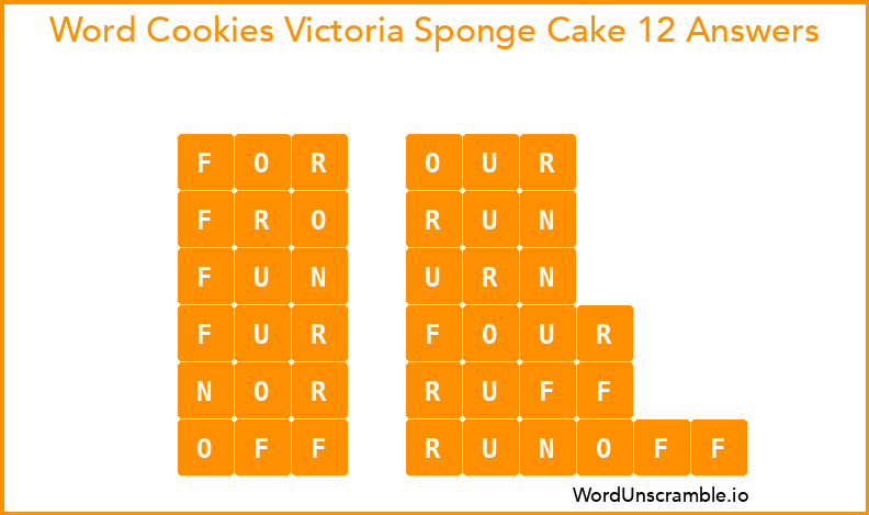 Word Cookies Victoria Sponge Cake 12 Answers