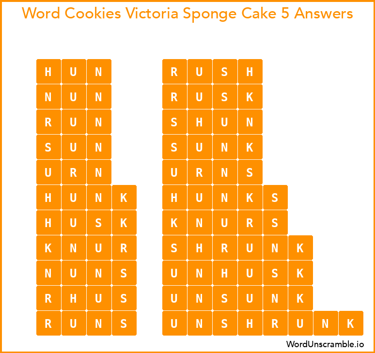 Word Cookies Victoria Sponge Cake 5 Answers