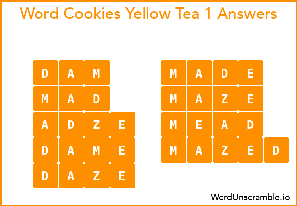 Word Cookies Yellow Tea 1 Answers