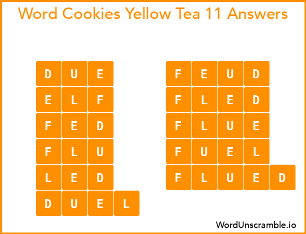 Word Cookies Yellow Tea 11 Answers