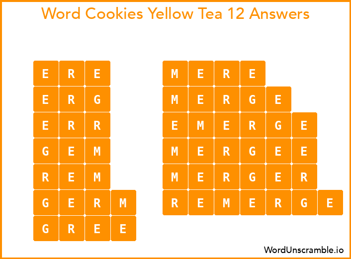 Word Cookies Yellow Tea 12 Answers