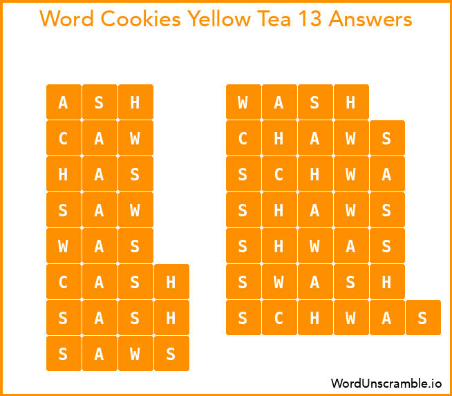 Word Cookies Yellow Tea 13 Answers