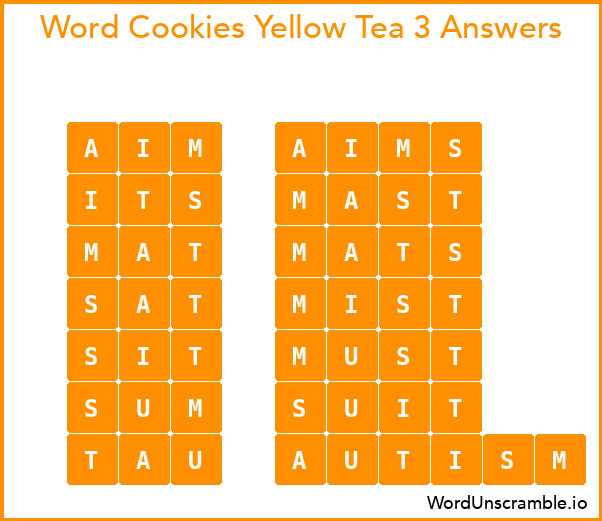 Word Cookies Yellow Tea 3 Answers