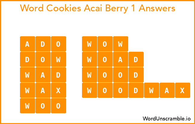 Word Cookies Acai Berry 1 Answers