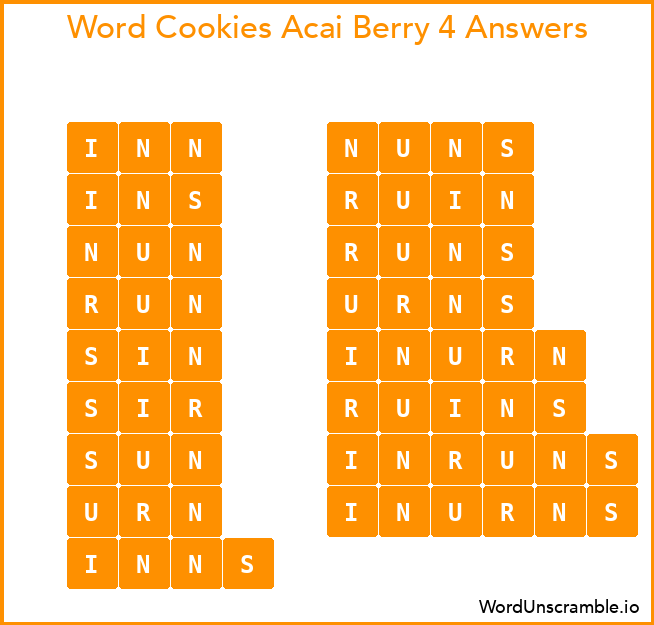 Word Cookies Acai Berry 4 Answers