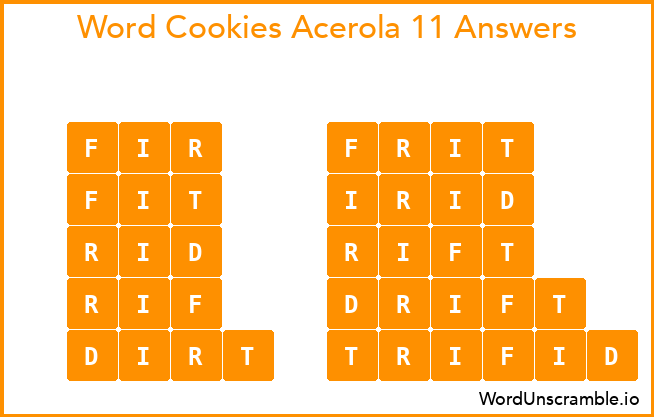 Word Cookies Acerola 11 Answers