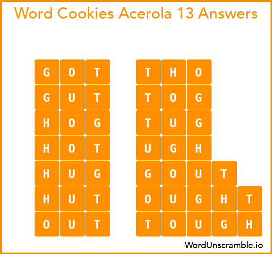 Word Cookies Acerola 13 Answers