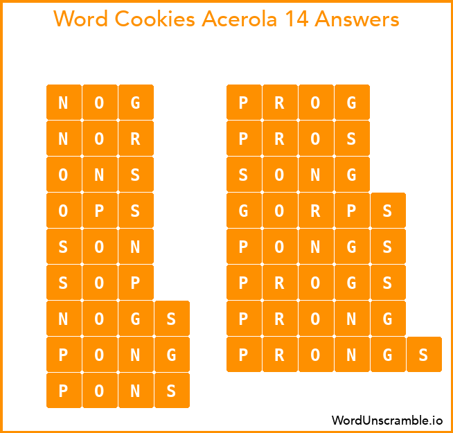 Word Cookies Acerola 14 Answers