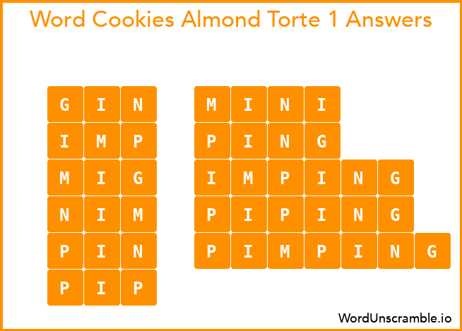 Word Cookies Almond Torte 1 Answers