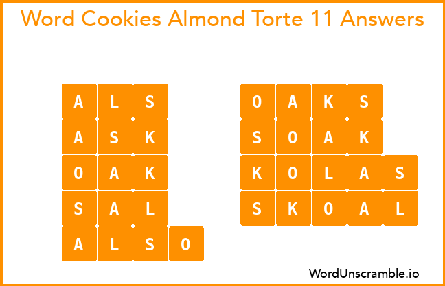 Word Cookies Almond Torte 11 Answers