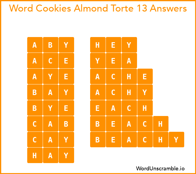 Word Cookies Almond Torte 13 Answers