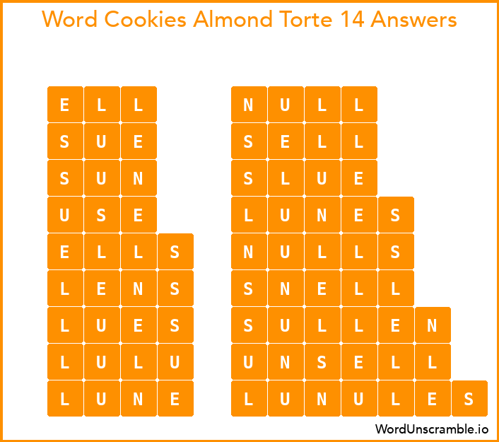 Word Cookies Almond Torte 14 Answers