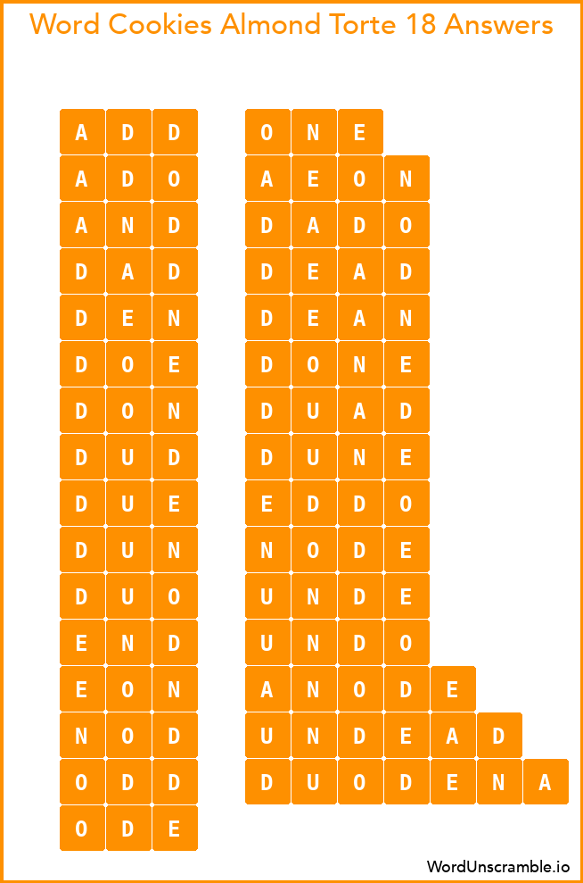 Word Cookies Almond Torte 18 Answers