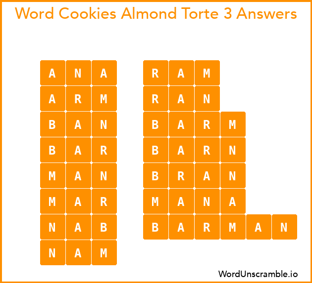 Word Cookies Almond Torte 3 Answers